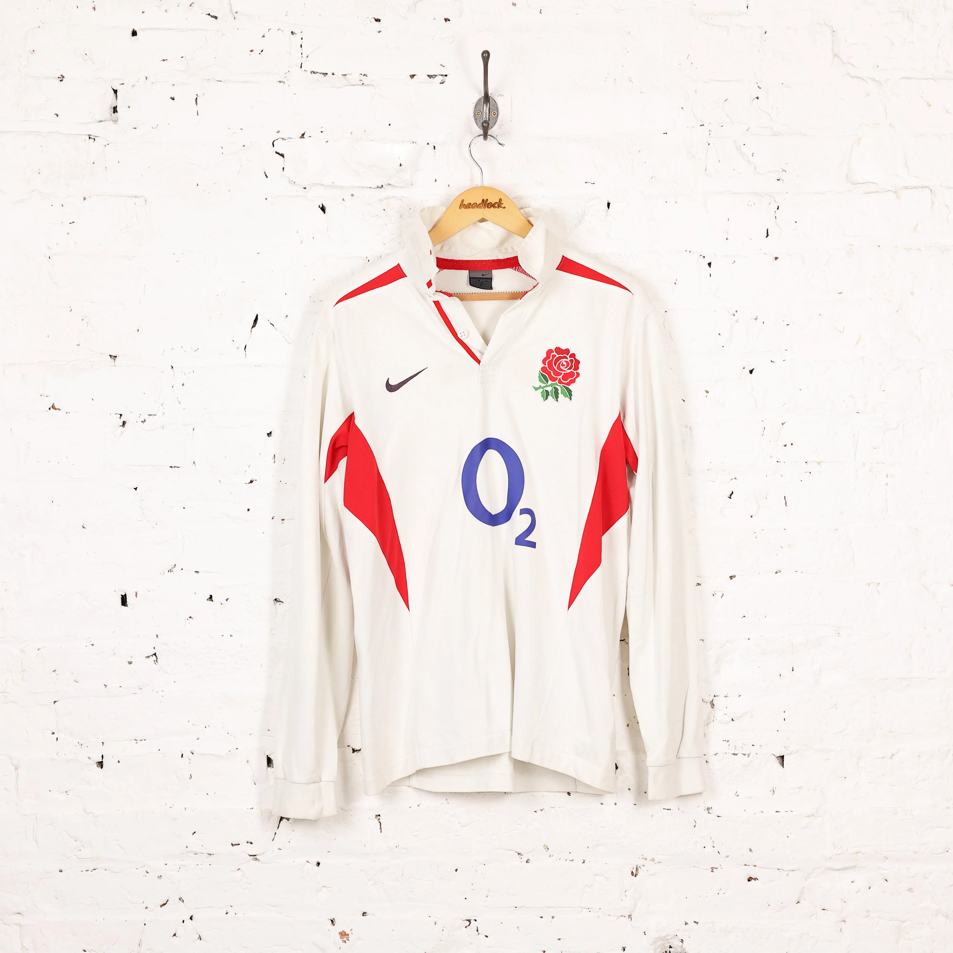 Nike England 2004 Long Sleeve Home Rugby Shirt - White - M
