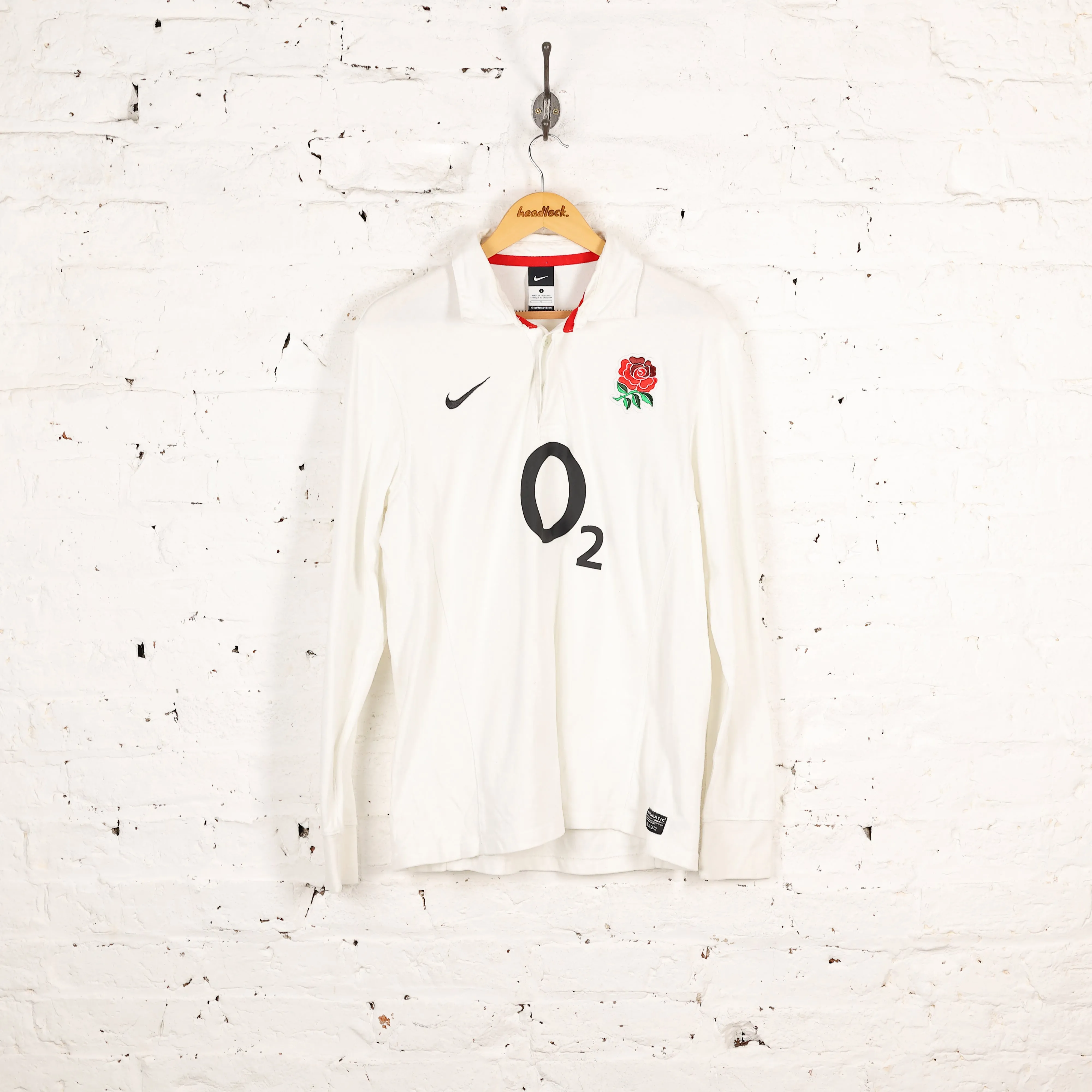 Nike England Long Sleeve Rugby Shirt - White - L