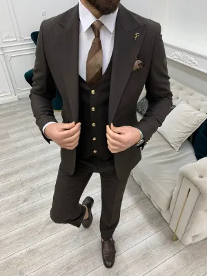 Nile Dark Brown Slim Fit Peak Lapel Suit for Every Occasion