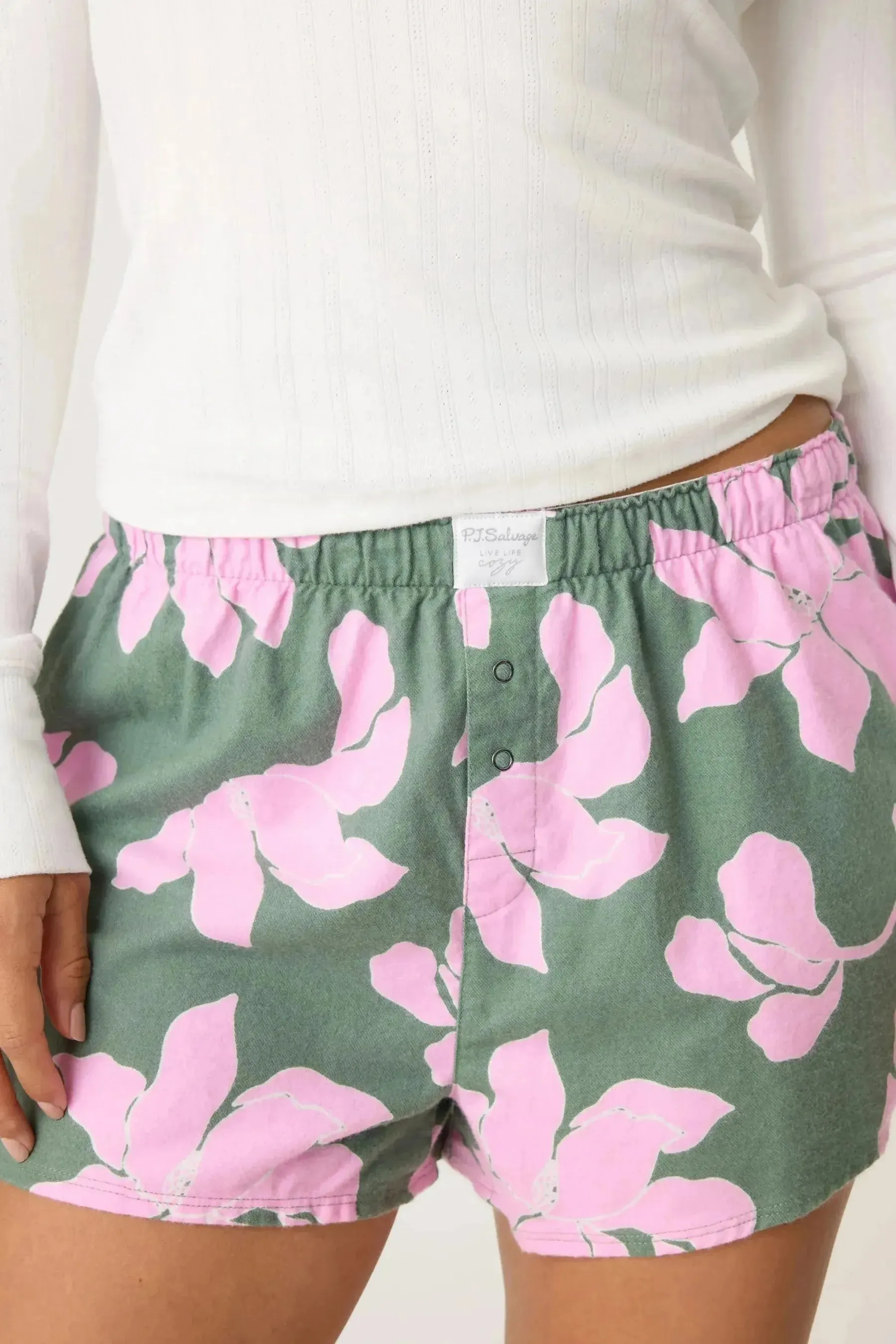 Olive Flannel Shorts