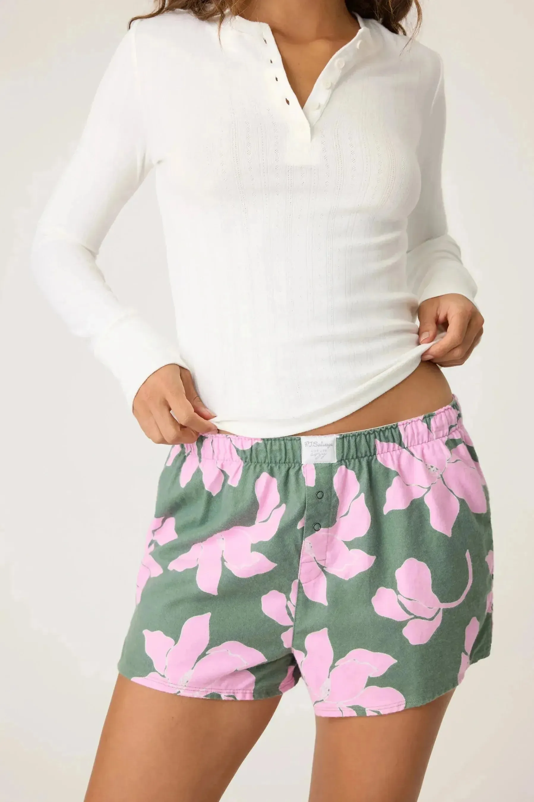 Olive Flannel Shorts