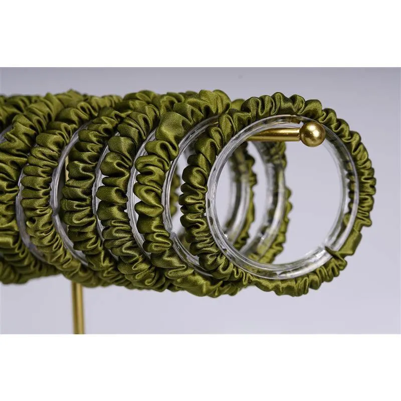 Olive green silk scrunchies mini