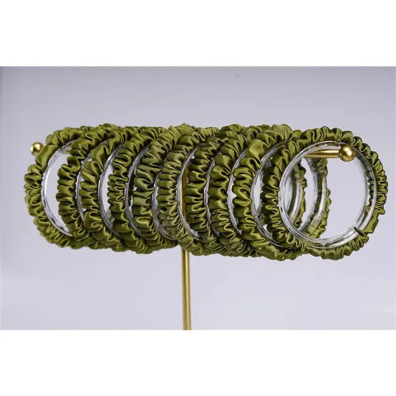 Olive green silk scrunchies mini