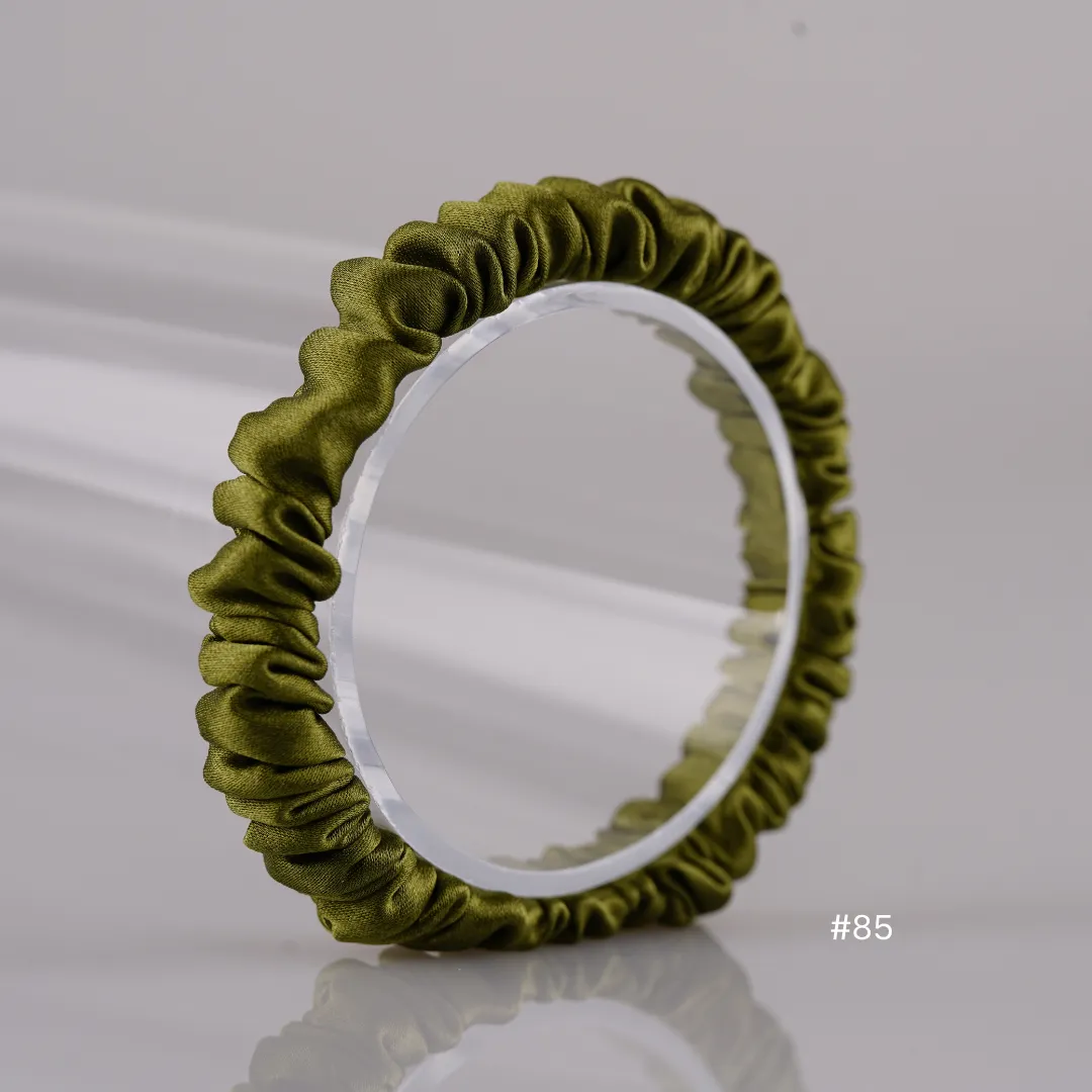 Olive green silk scrunchies mini