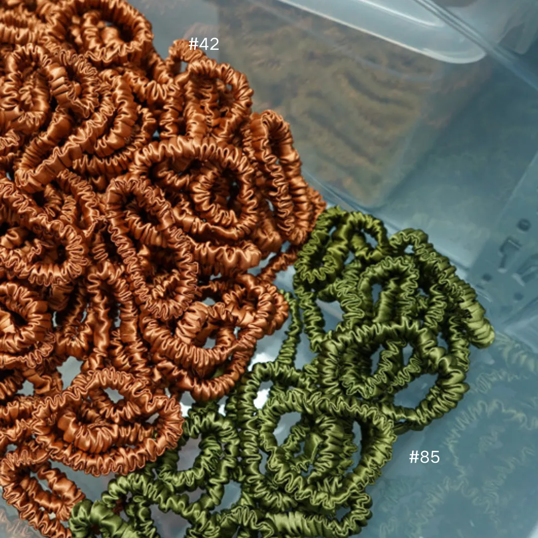 Olive green silk scrunchies mini