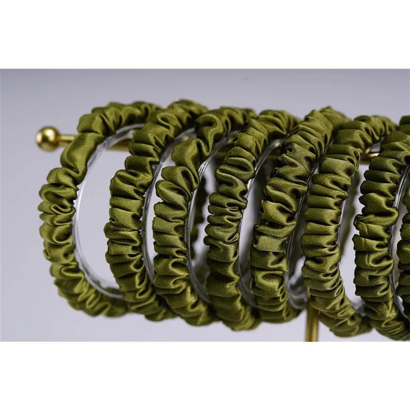 Olive green silk scrunchies mini