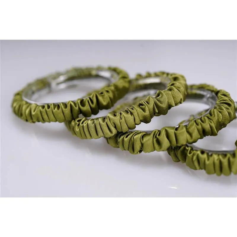 Olive green silk scrunchies mini