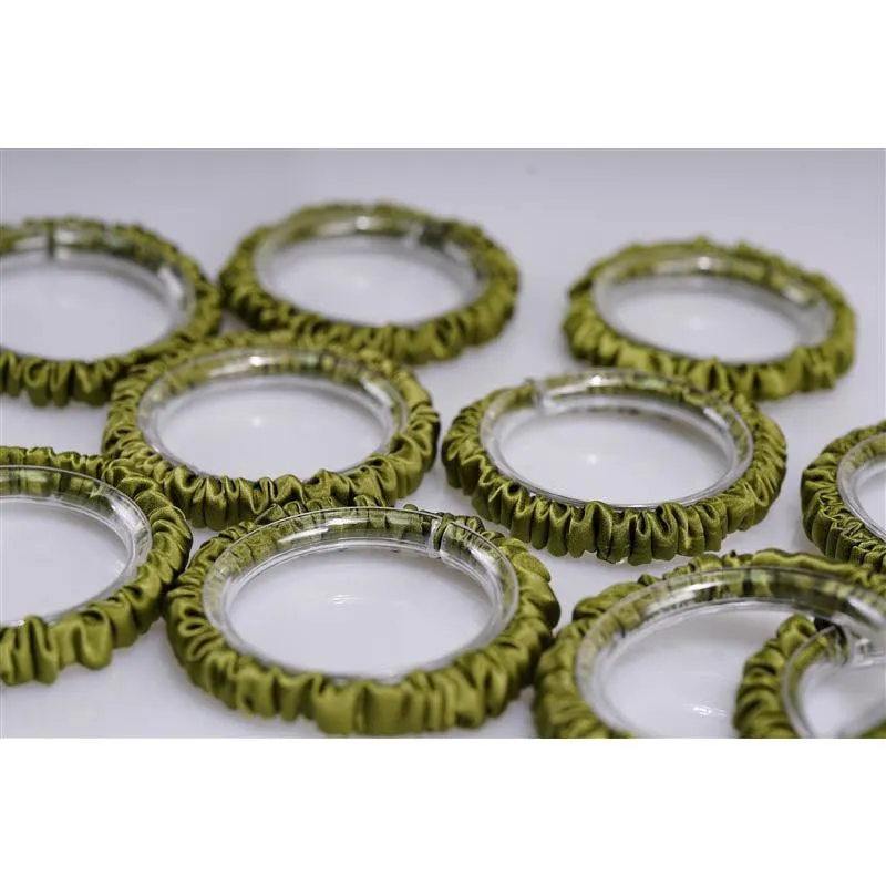 Olive green silk scrunchies mini