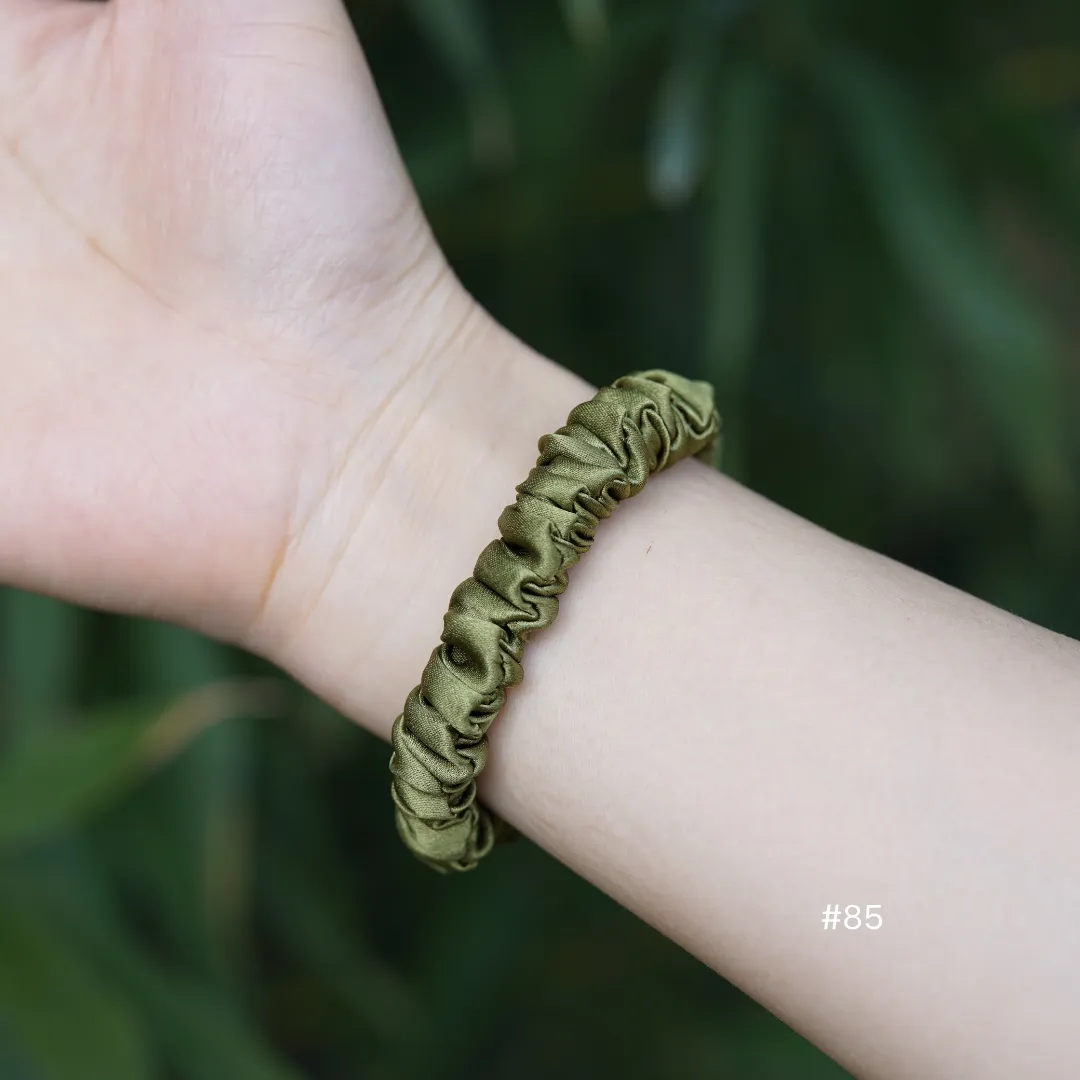 Olive green silk scrunchies mini