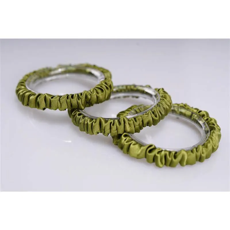 Olive green silk scrunchies mini