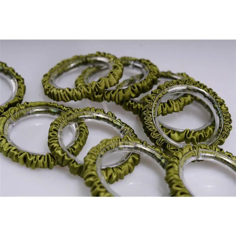 Olive green silk scrunchies mini