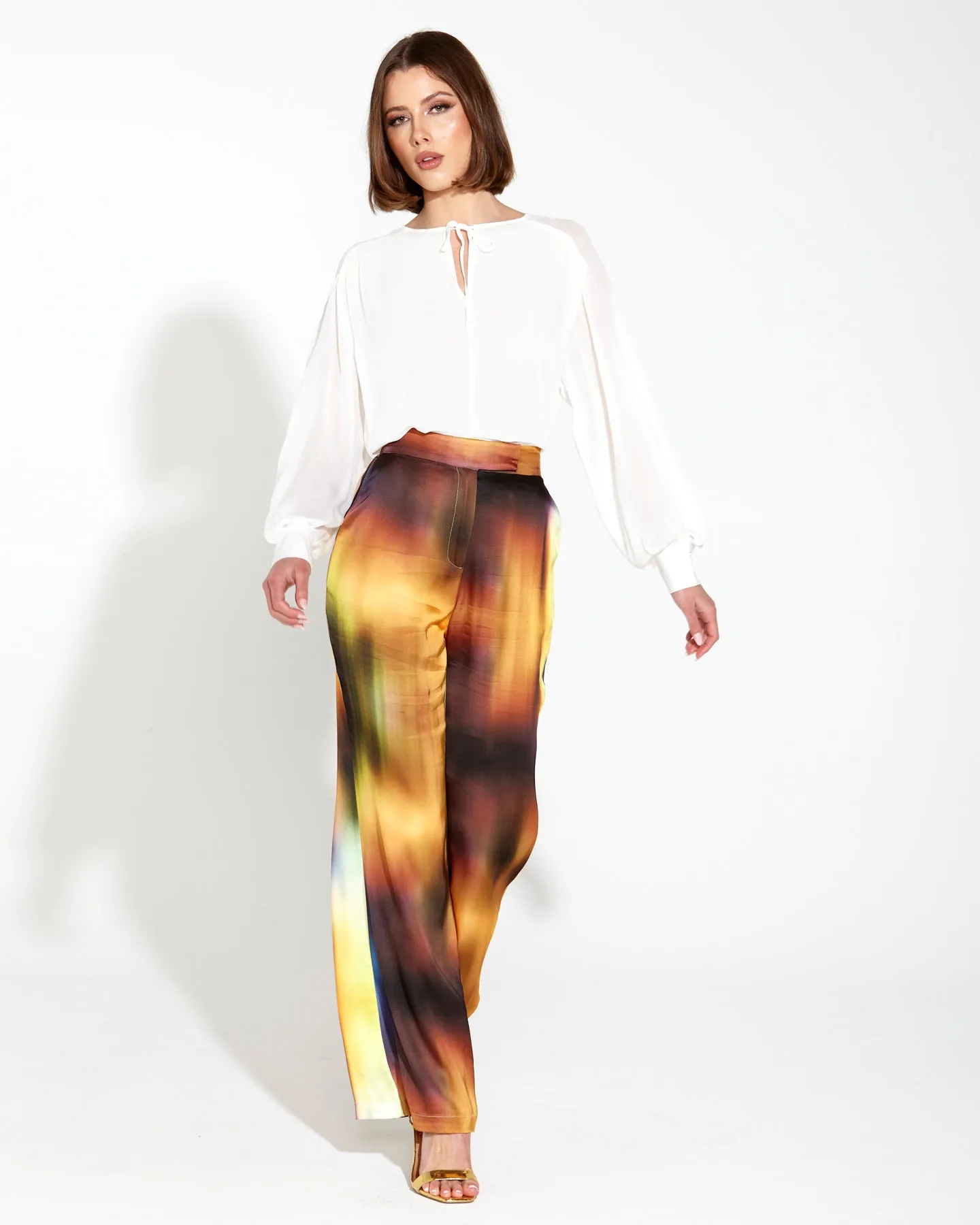 Orbit Satin Straight Leg Pants - Gradient