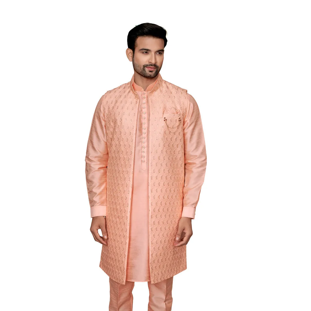 Peach Silk IndoWestern for Men