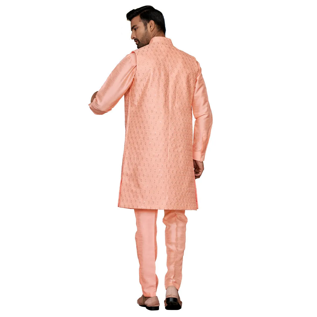 Peach Silk IndoWestern for Men