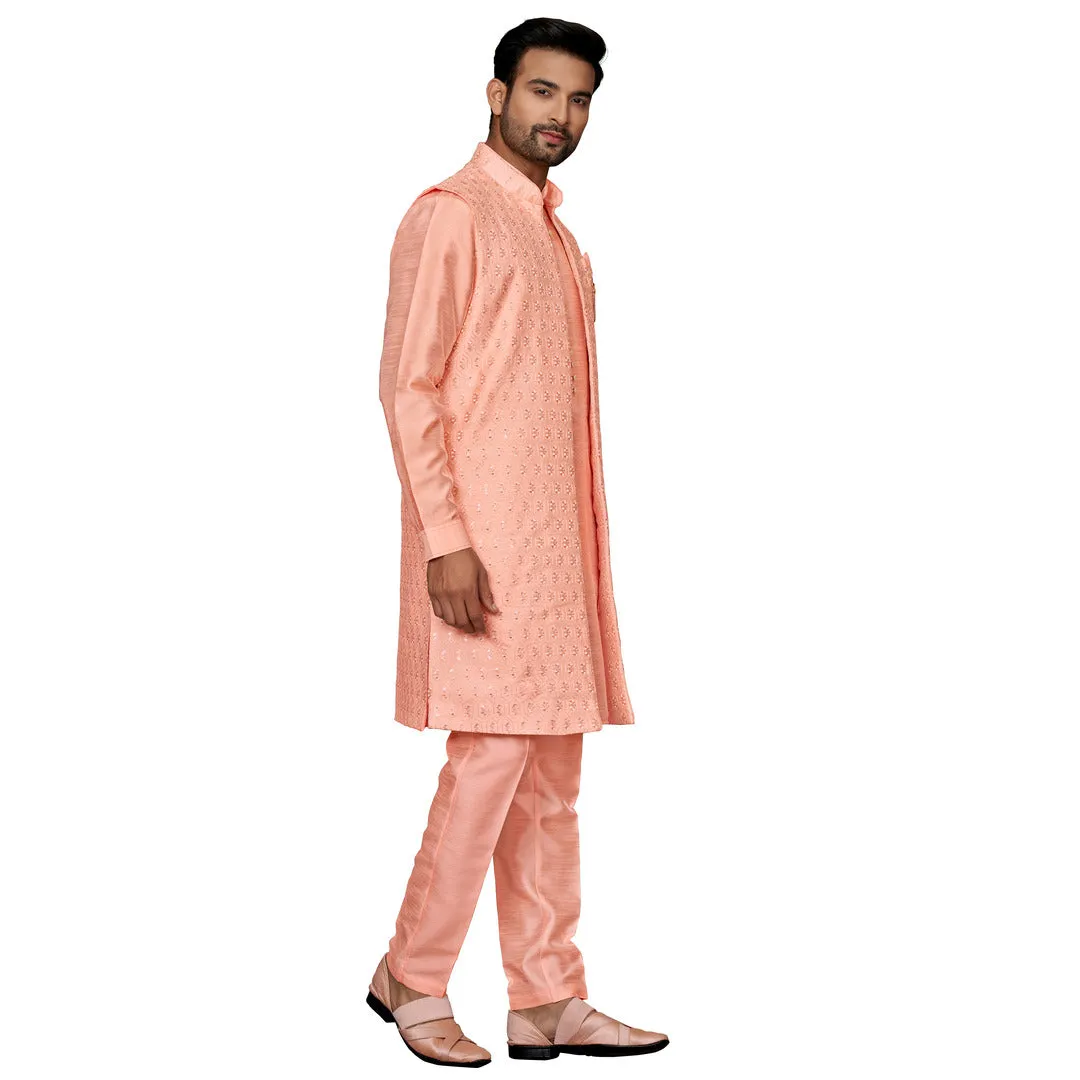 Peach Silk IndoWestern for Men