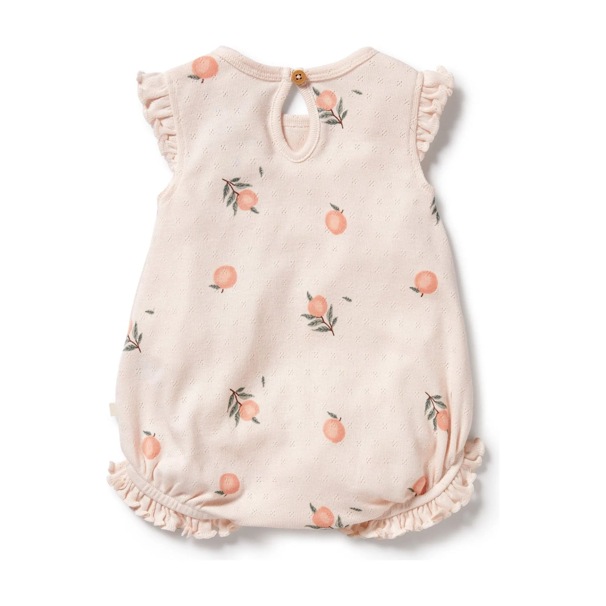 Peaches Organic Pointelle Ruffle Growsuit