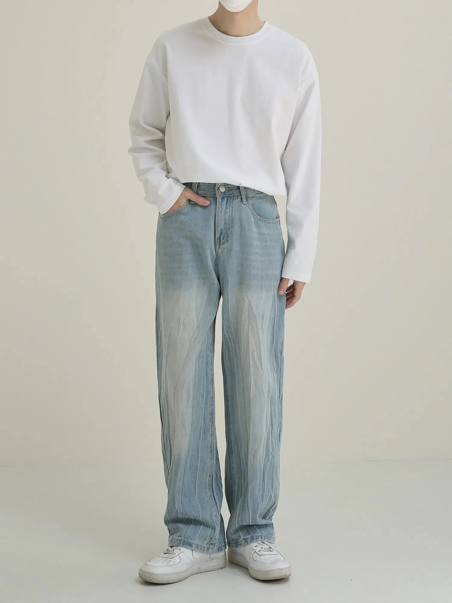 Peated Straight-leg Jeans