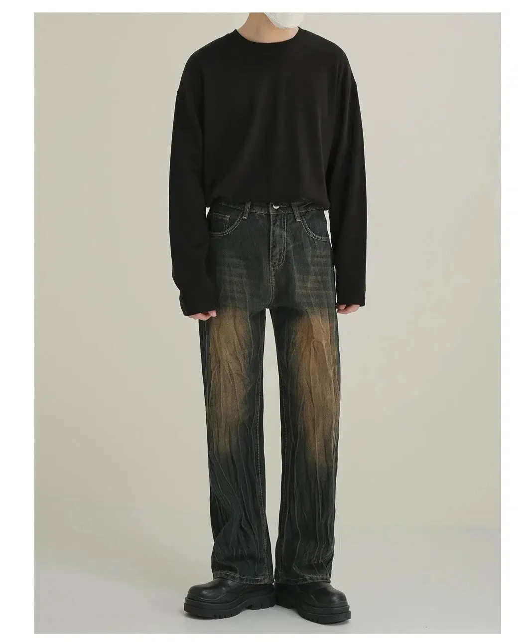 Peated Straight-leg Jeans