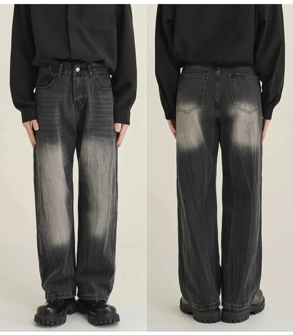 Peated Straight-leg Jeans