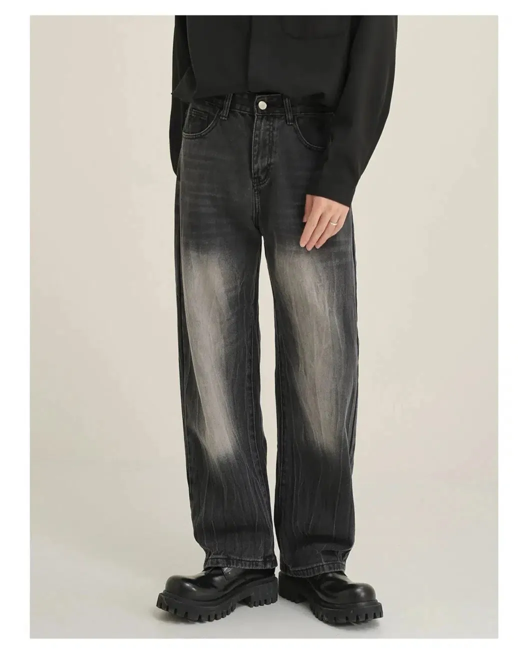 Peated Straight-leg Jeans