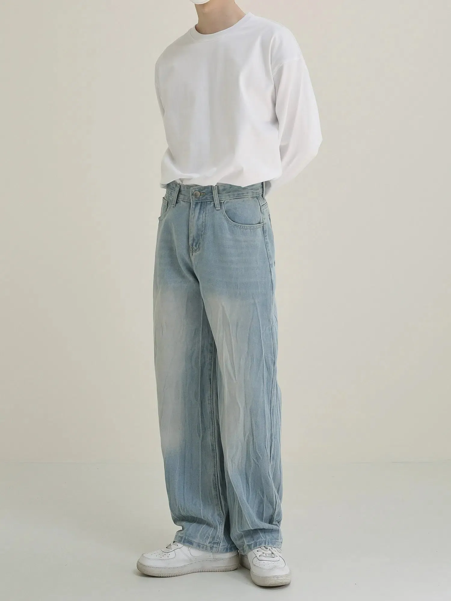 Peated Straight-leg Jeans