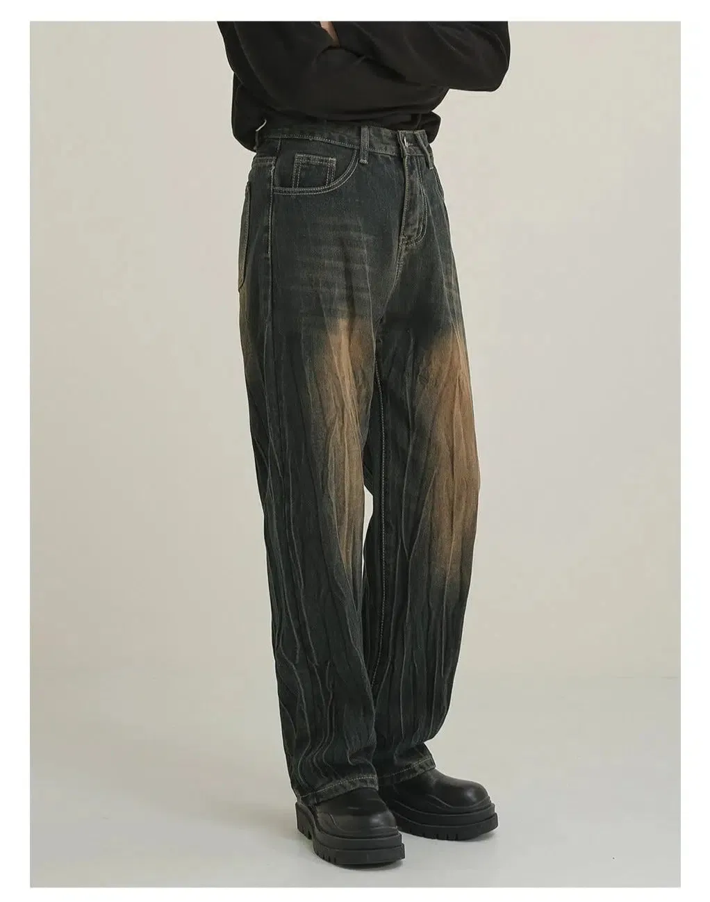 Peated Straight-leg Jeans