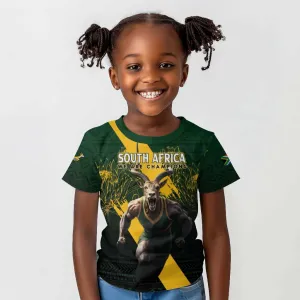 Personalised South Africa Rugby Kid T shirt Proud Bokke We Are Champions LT7