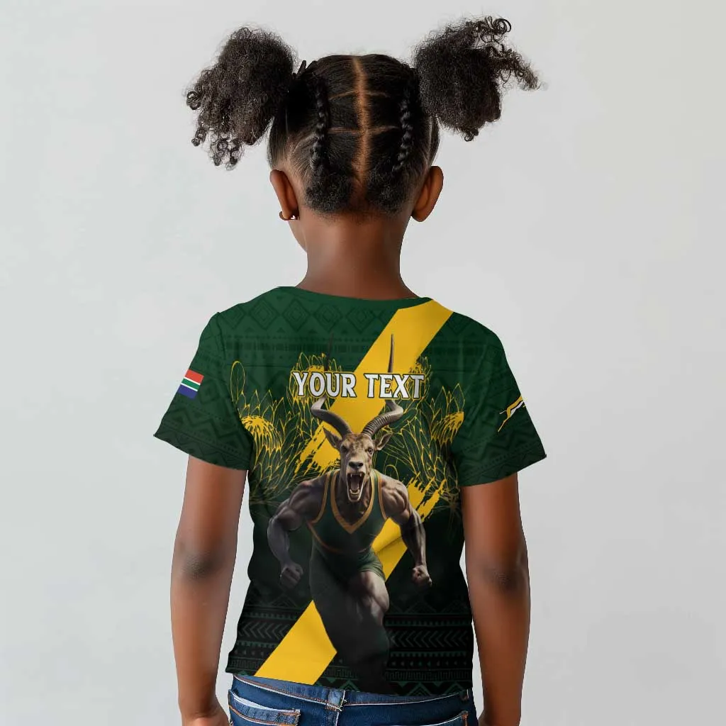 Personalised South Africa Rugby Kid T shirt Proud Bokke We Are Champions LT7