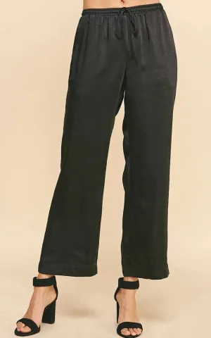 Pinch Black Satin Straight Leg Pants