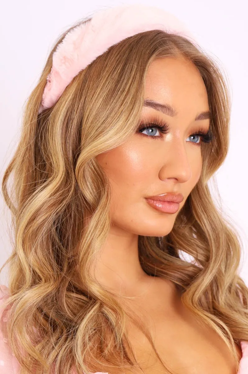 Pink Faux Fur Hairband - Vannah