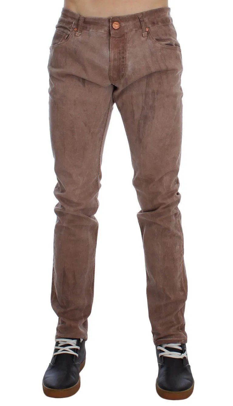 Pink Wash Cotton Stretch Slim Fit Jeans