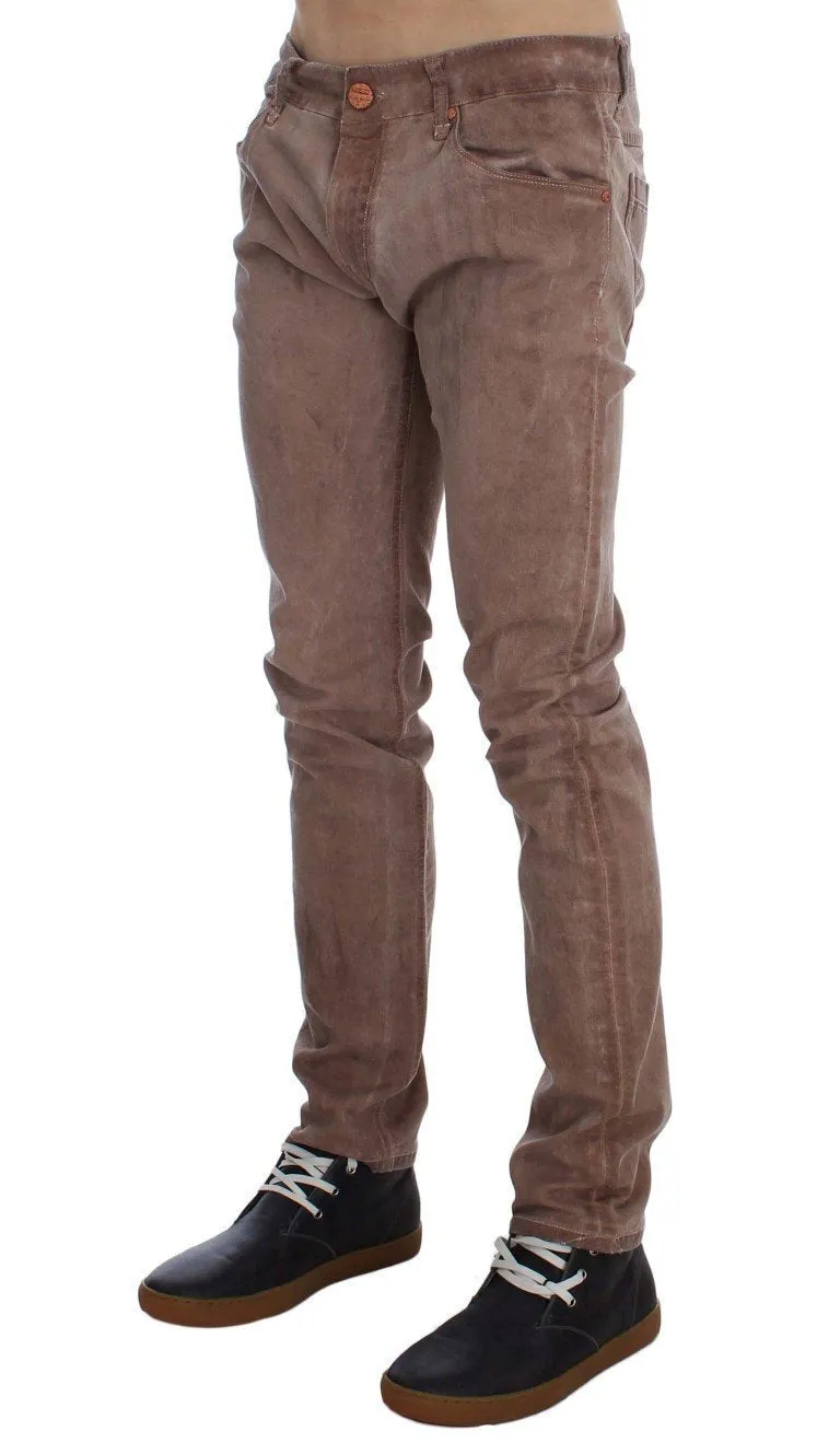 Pink Wash Cotton Stretch Slim Fit Jeans
