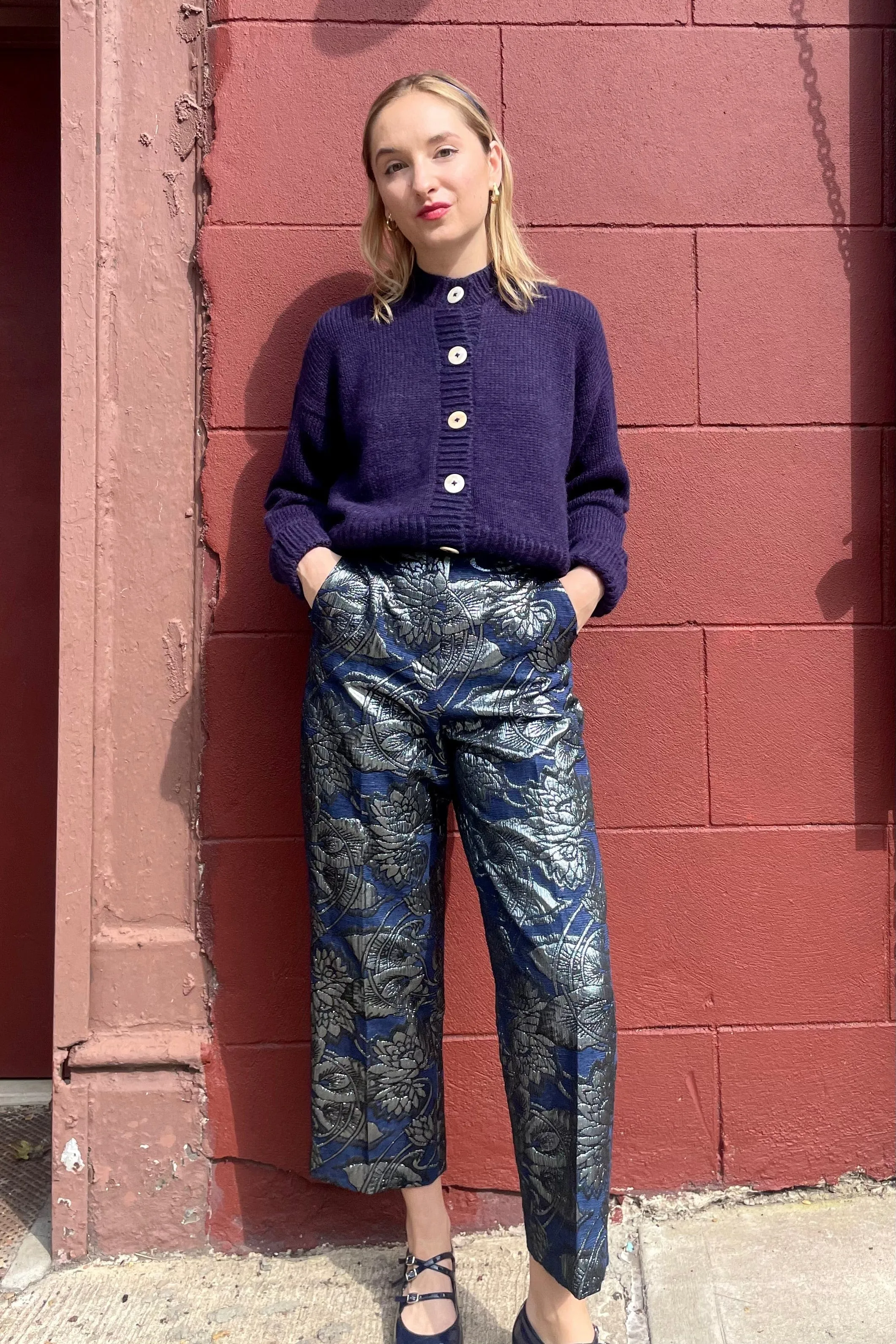 Piper Pant in Sapphire Brocade