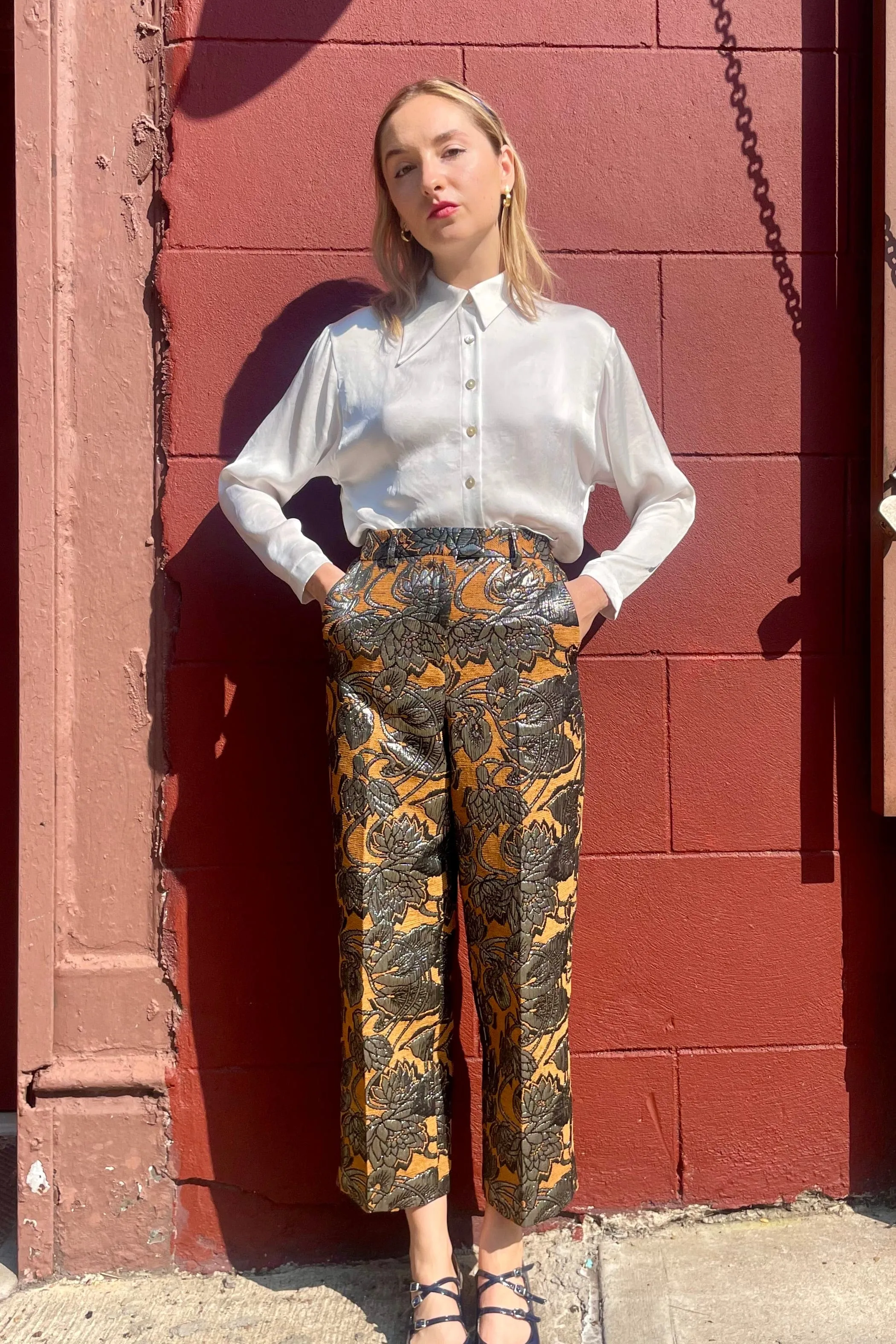 Piper Pant in Sapphire Brocade