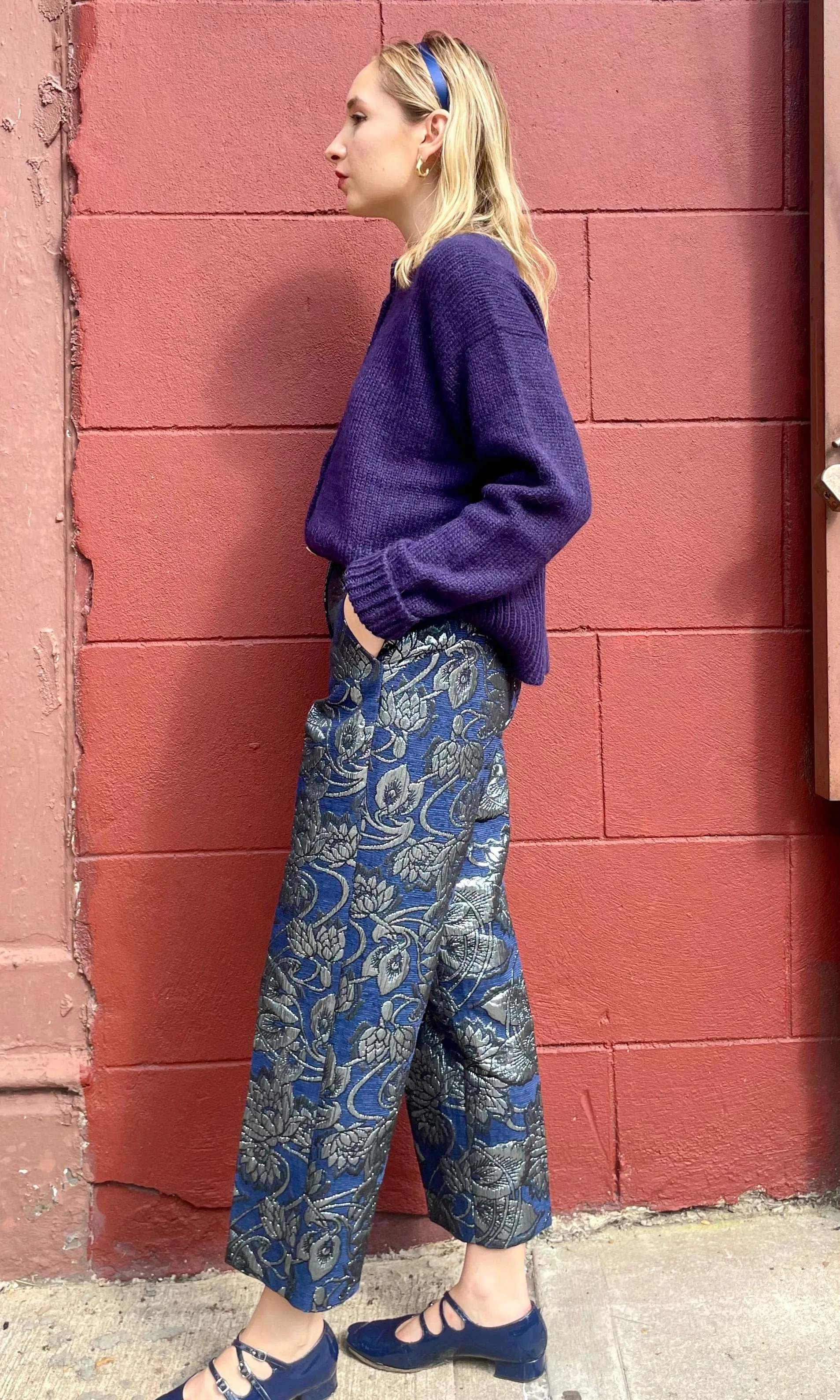 Piper Pant in Sapphire Brocade