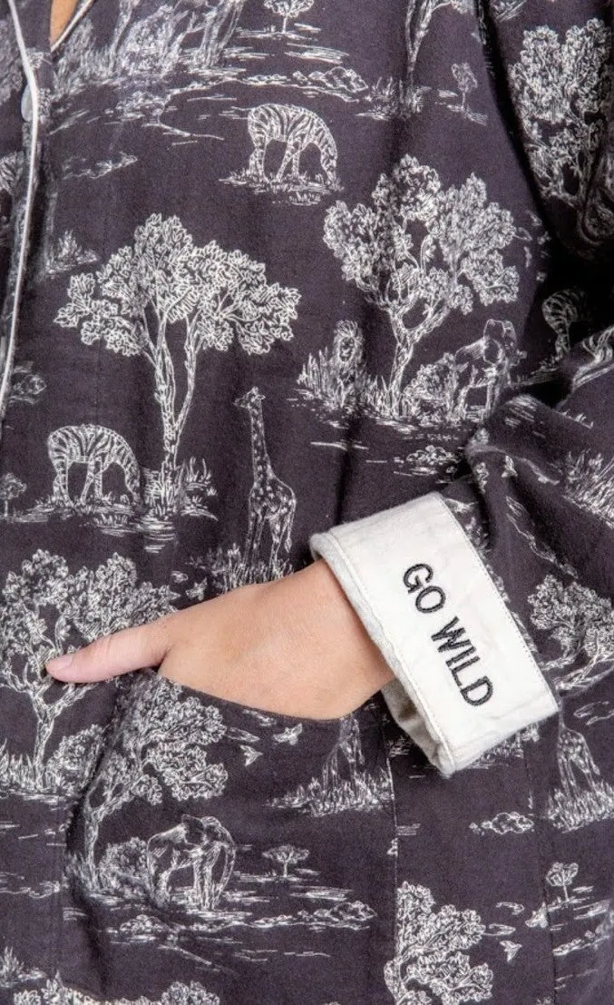 PJ Salvage Go Wild Flannel PJ Set