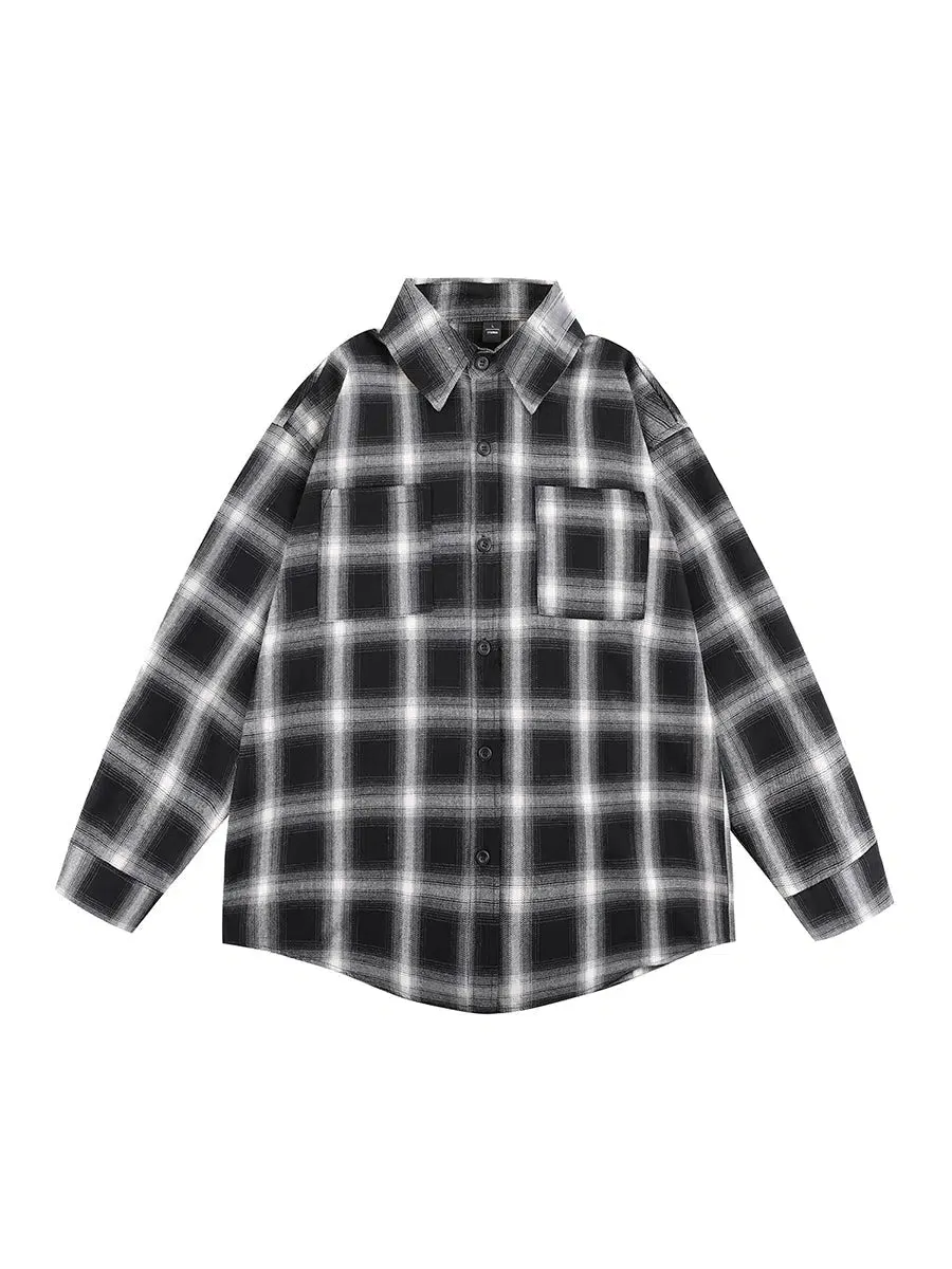 Plaid Long-sleeve Retro Shirt Jacket