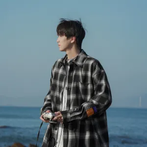 Plaid Long-sleeve Retro Shirt Jacket