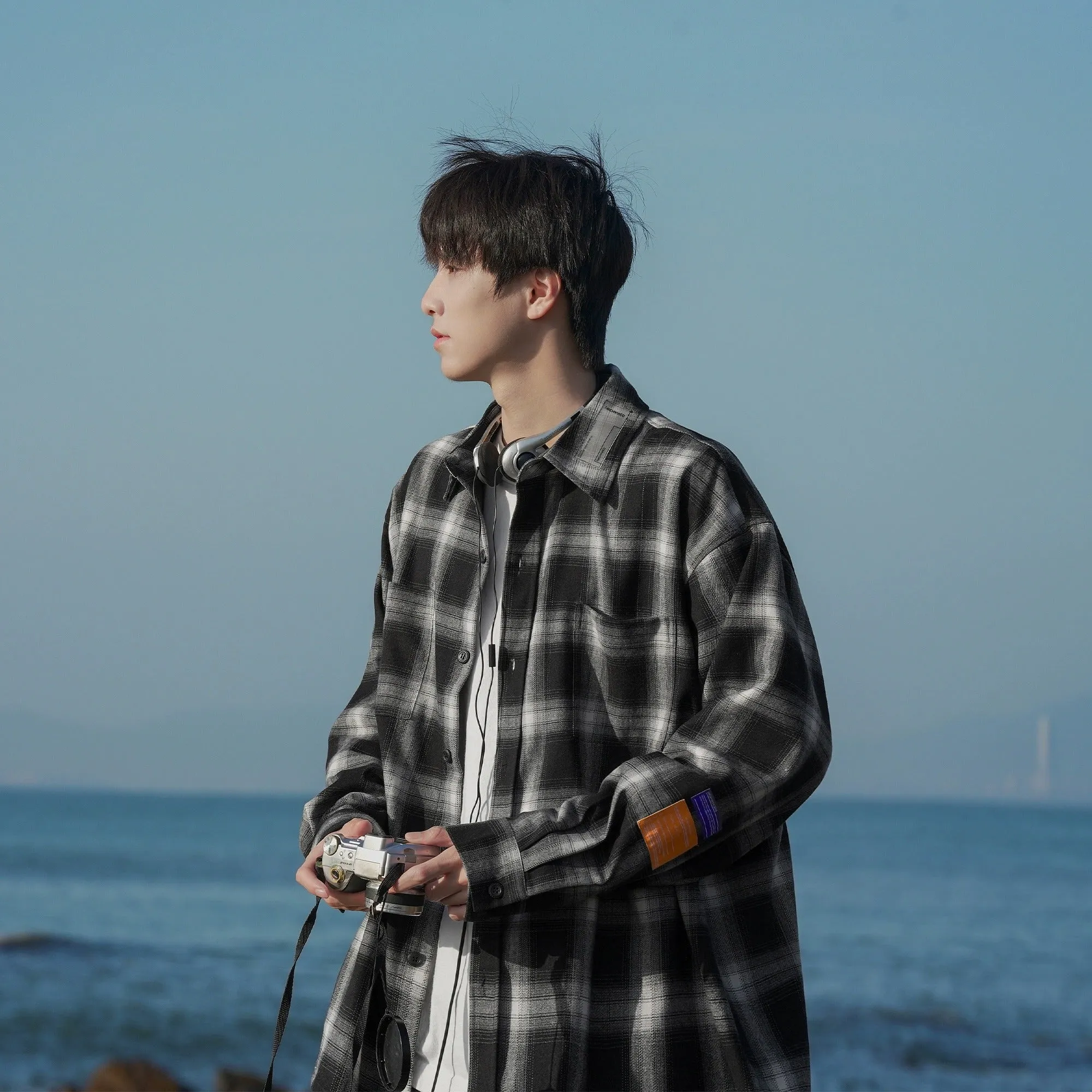 Plaid Long-sleeve Retro Shirt Jacket
