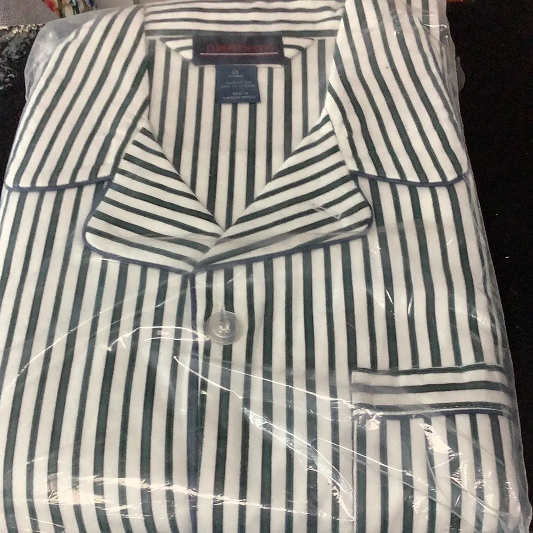 Pleetway Long Sleeve Sleepwear - Green Stripe