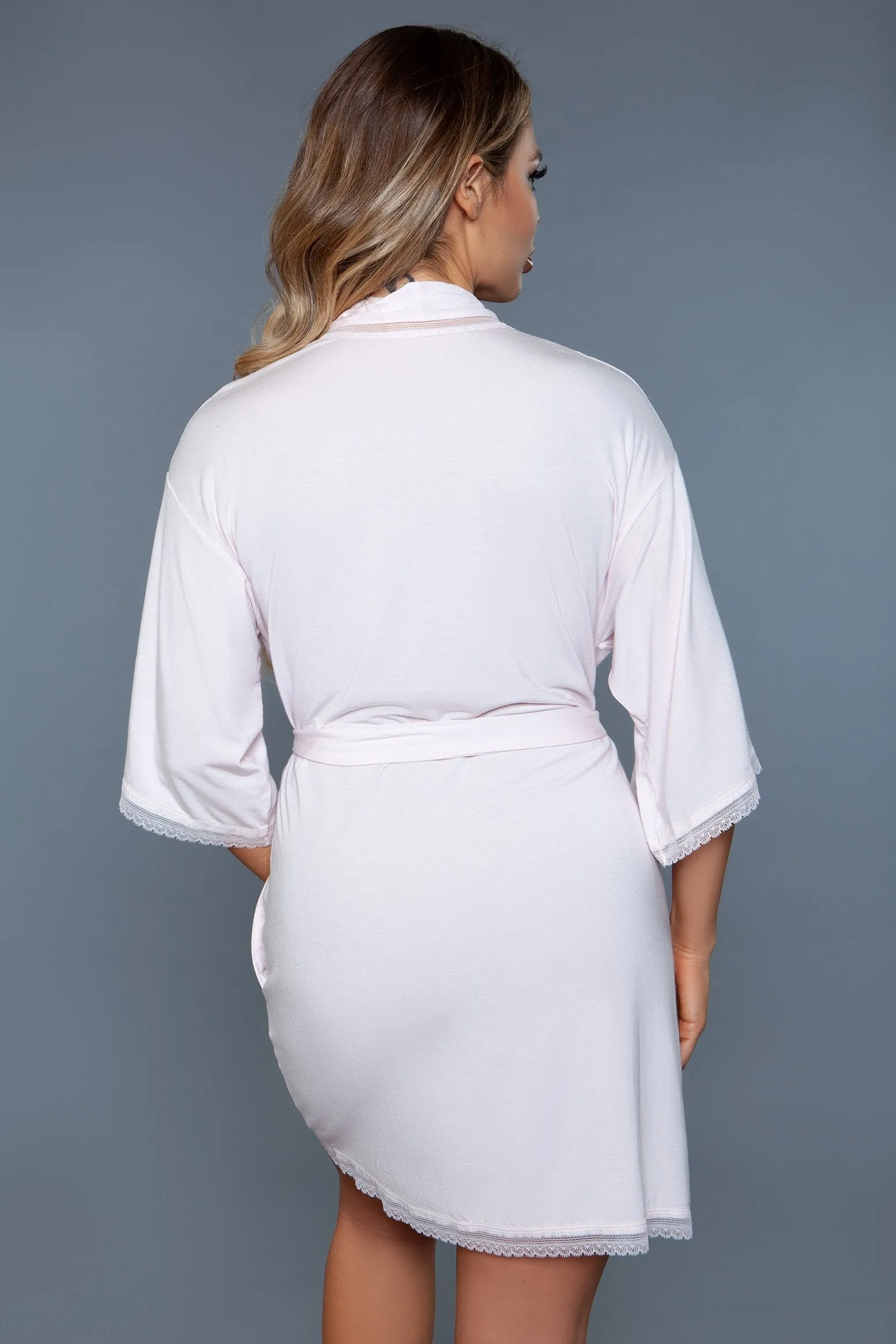 Plus Size Tie Waist Short Robe