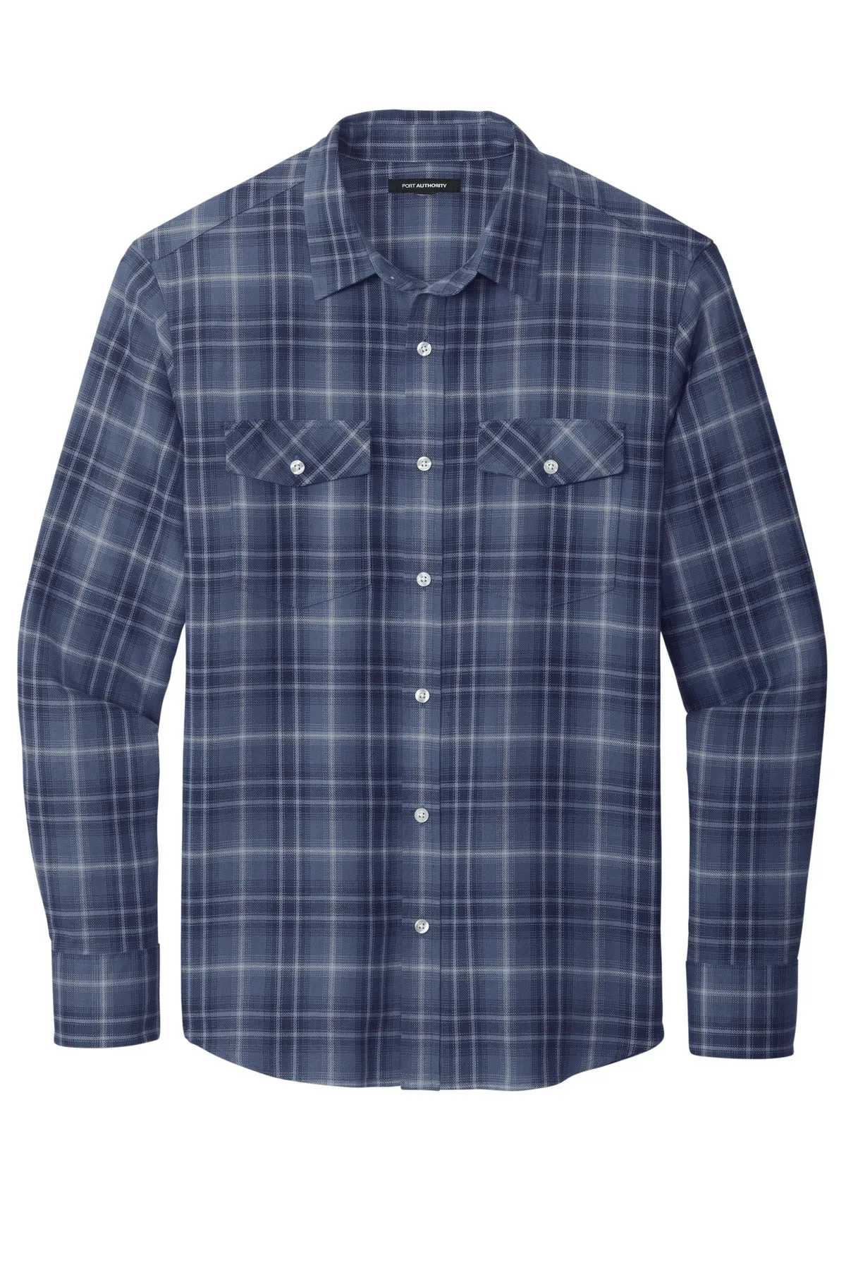 Port Authority Long Sleeve Ombre Plaid Shirt W672 True Navy