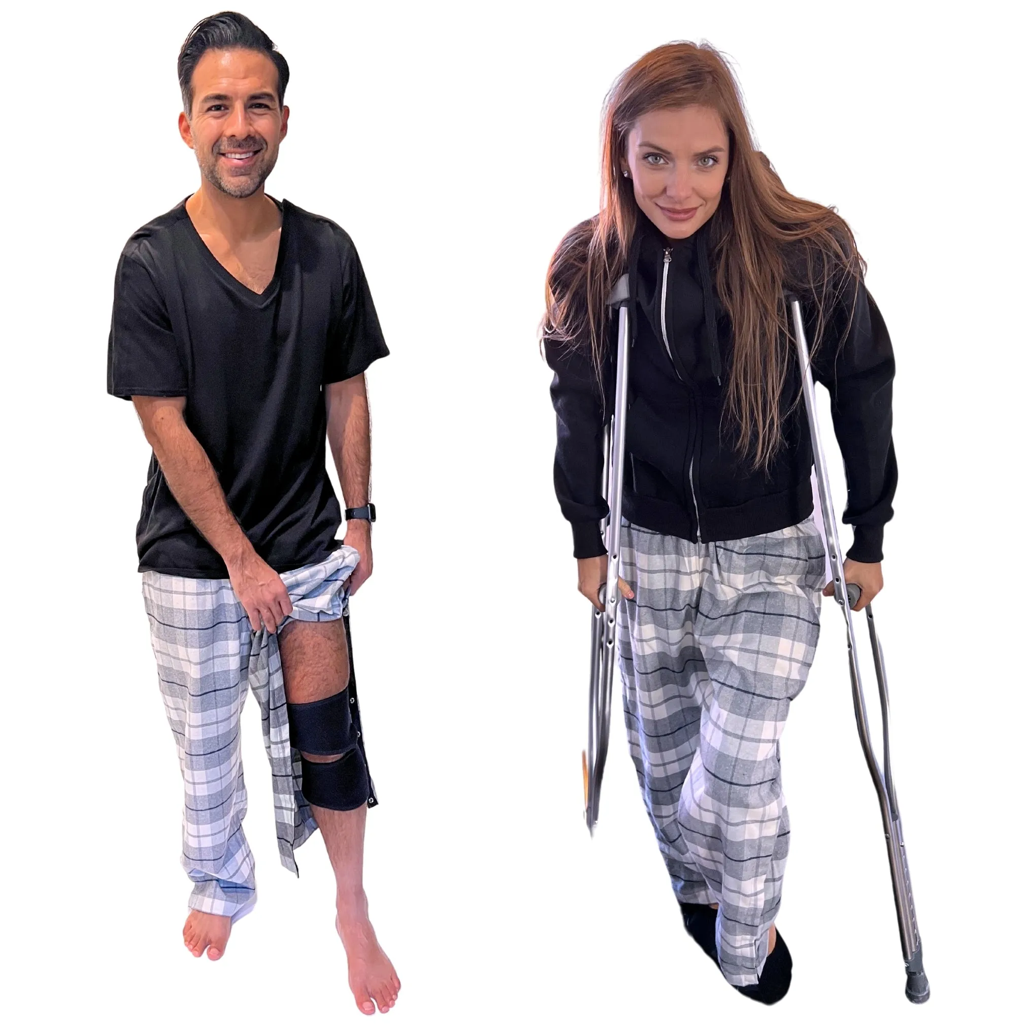 Post Surgery Recovery Unisex Tearaway Flannel Pajamas