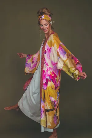 Powder Mustard Orchid Kimono Gown