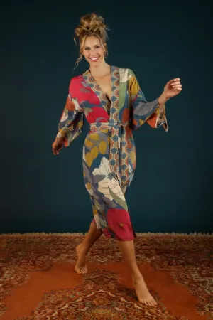 Powder Winter Floral Kimono Gown Heather