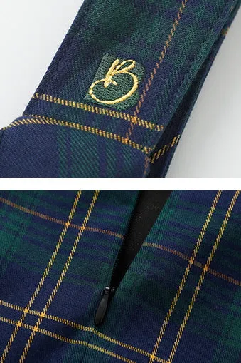Preppy Green Plaid Strap Dress