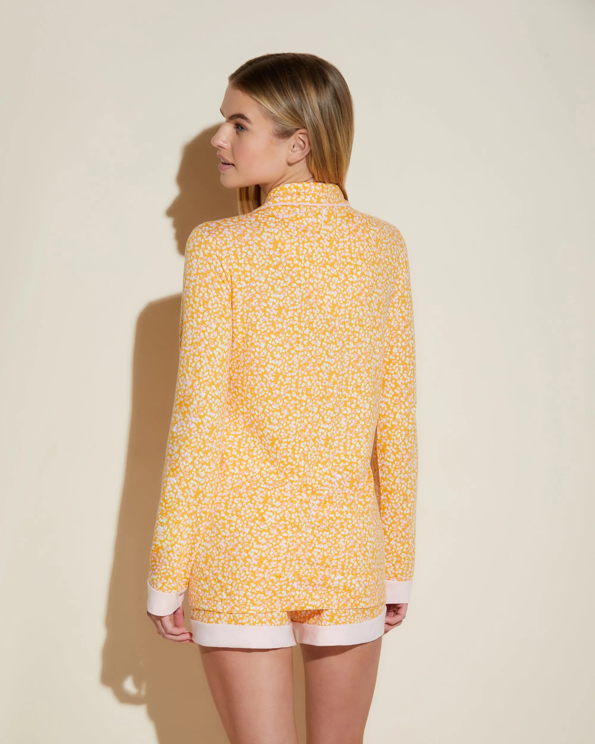 Printed Long Sleeve Top & Boxer Pajama Set