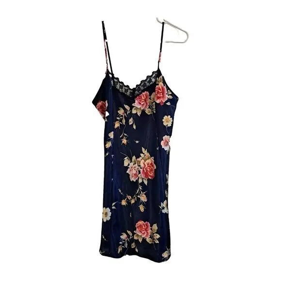 PRIVATE LUXURIES 2 Pc Peignoir Set  Robe &amp;‎ Nightie Size M Blue Floral Vtg