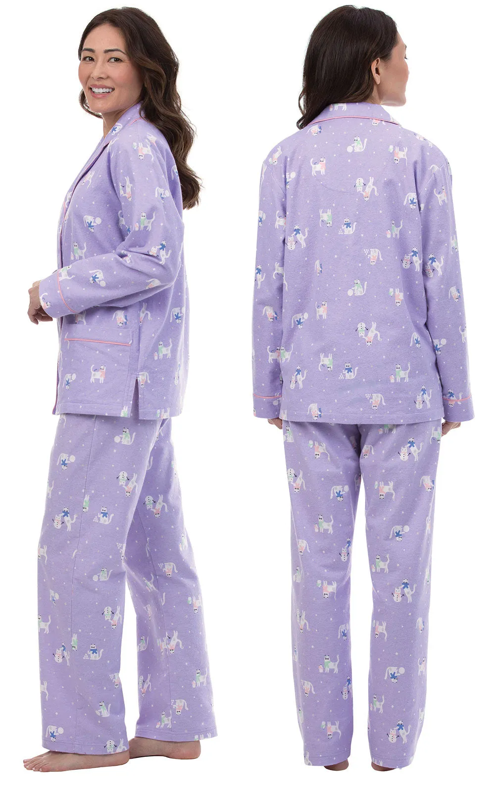 Purrrfect Button-Front Flannel Pajamas
