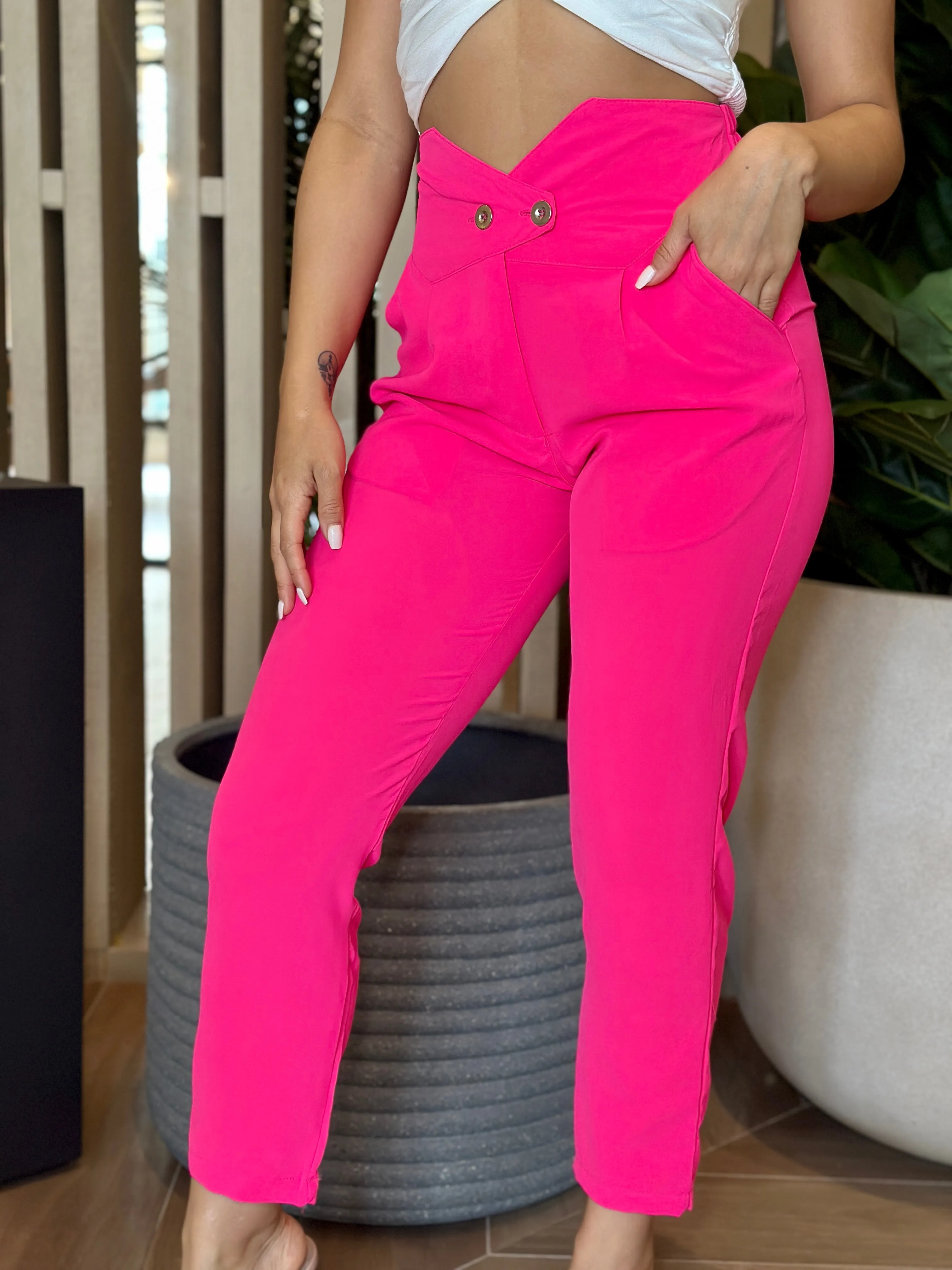 "Emilie" Two Button Straight Leg Pants